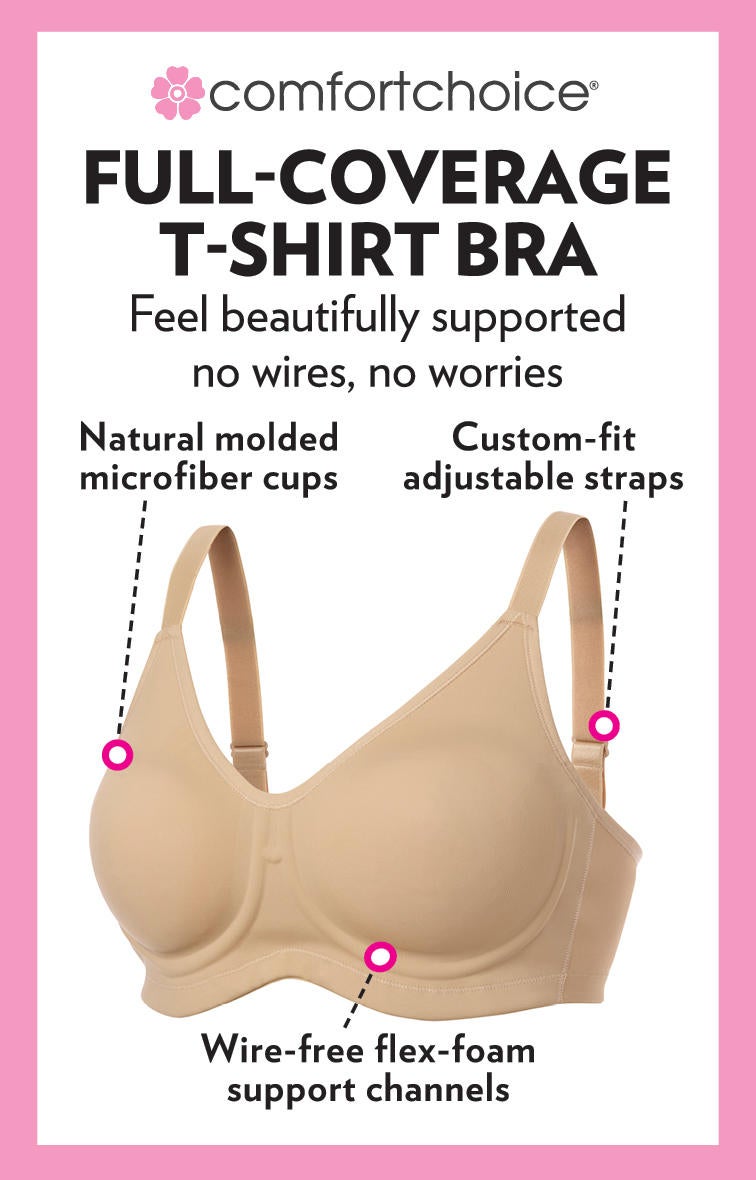 Comfort Choice® Full Coverage Wire Free T-shirt Bra image number 3