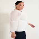 Puff-Sleeve Smocked Blouse image number null