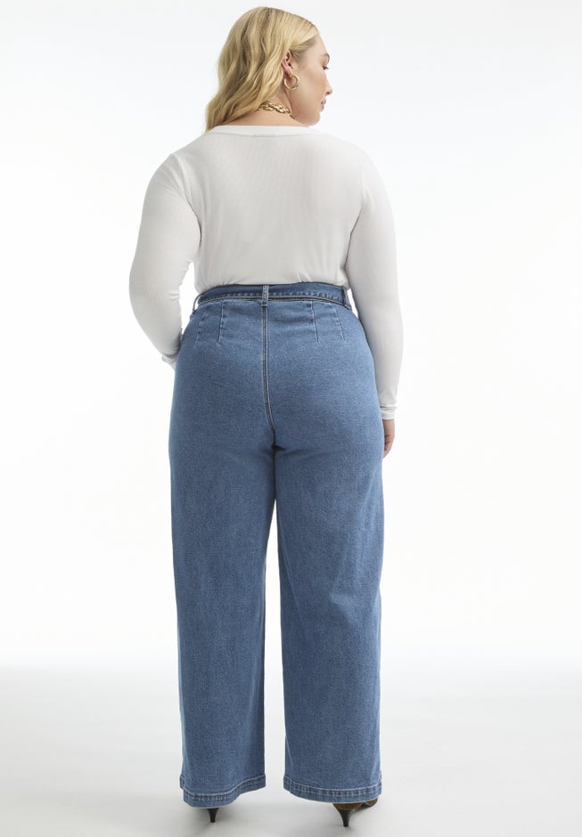 Curvie Fit High-Waisted Wide-Leg Utility Jean image number 1