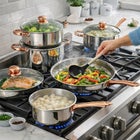18-Piece Copper Accent Stainless Steel Cookware Set image number null