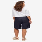 Elastic High-Waist Pull-On Denim Shorts image number null