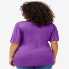 Stretch Knit V-neck Ruffle Front Tunic image number null