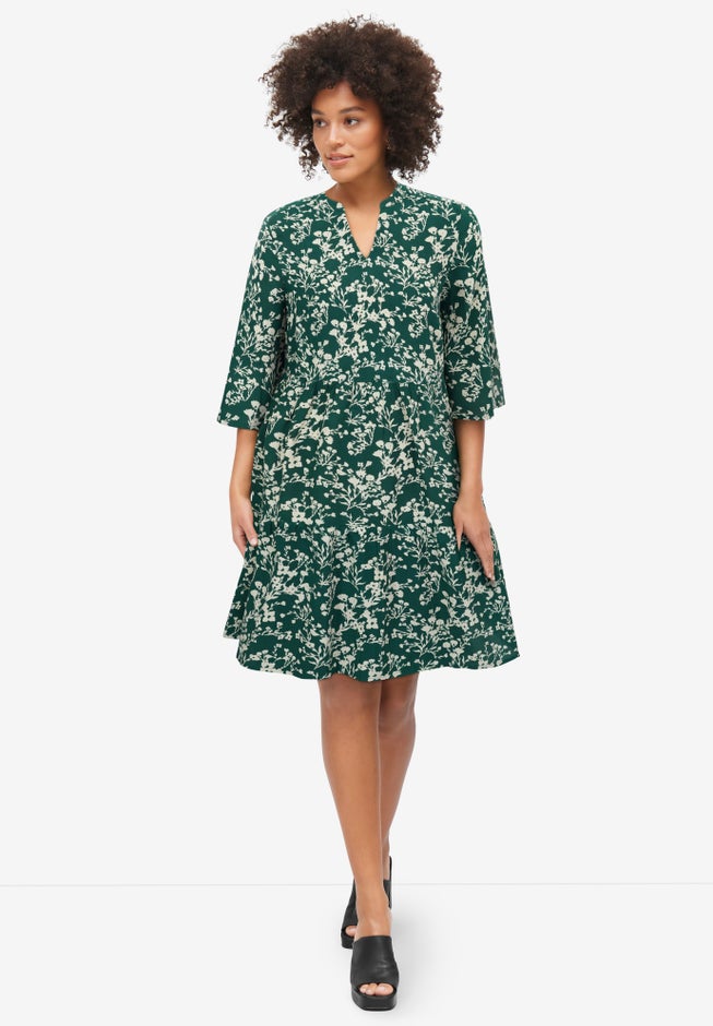 Notch Neckline Tiered A-Line Dress image number null