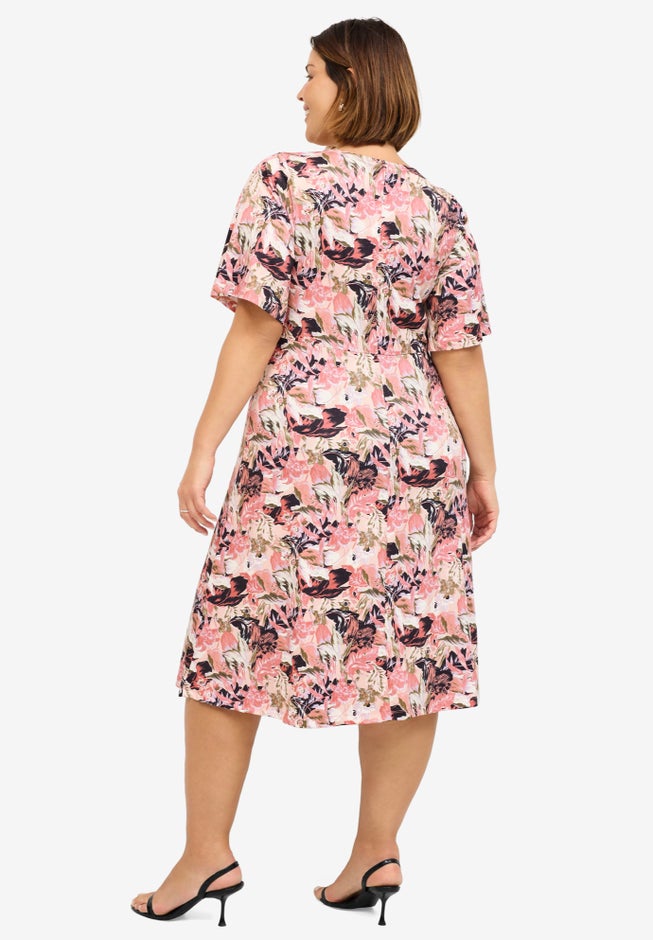 V-Neck Fit and Flare Dress image number null