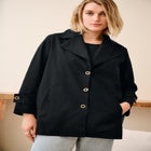 Button Front Denim A-line Jacket image number null