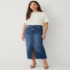 High-Waist 5 Pocket Stretch Denim Maxi Skirt image number null