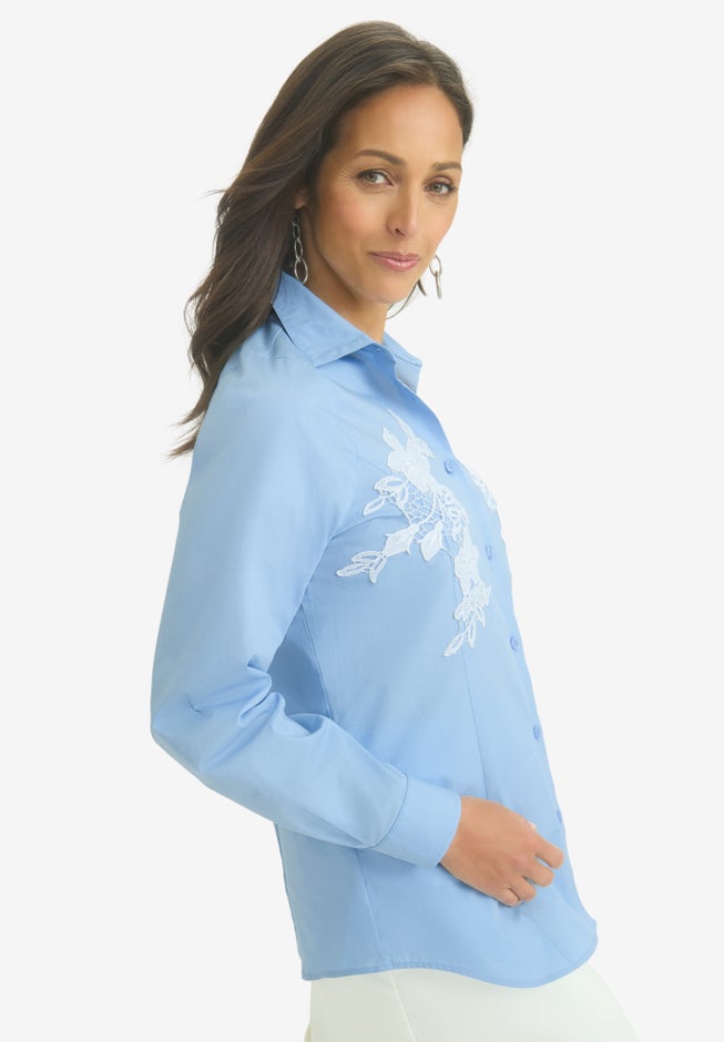 Applique Poplin Shirt image number null