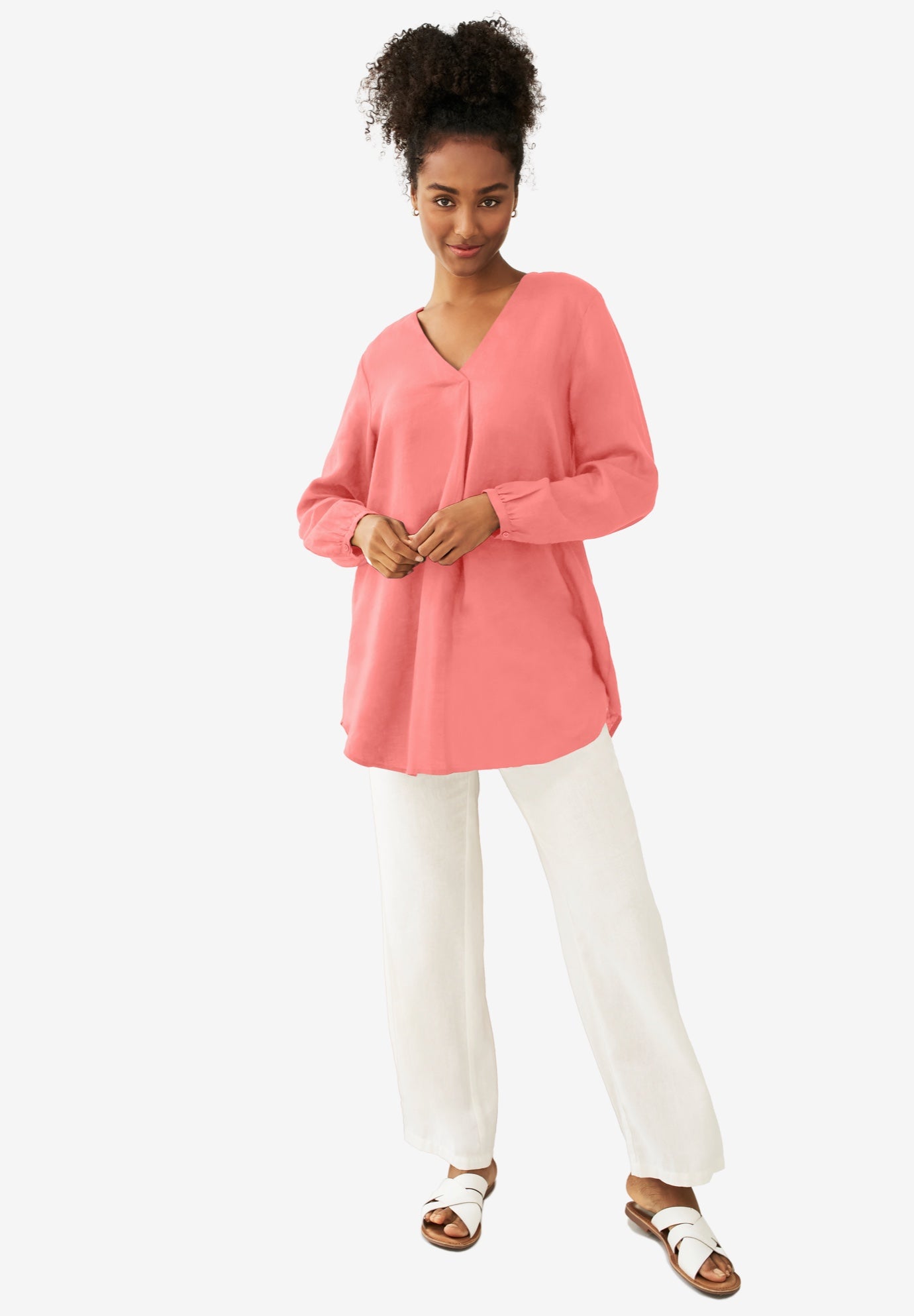 V-Neck Inverted Pleat Tunic image number 0