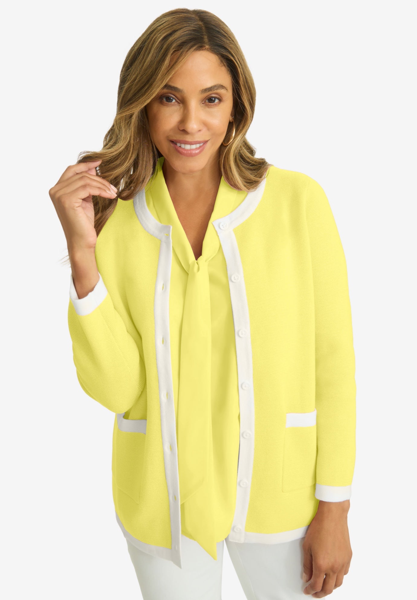 Tipped Boxy Cardigan image number 0