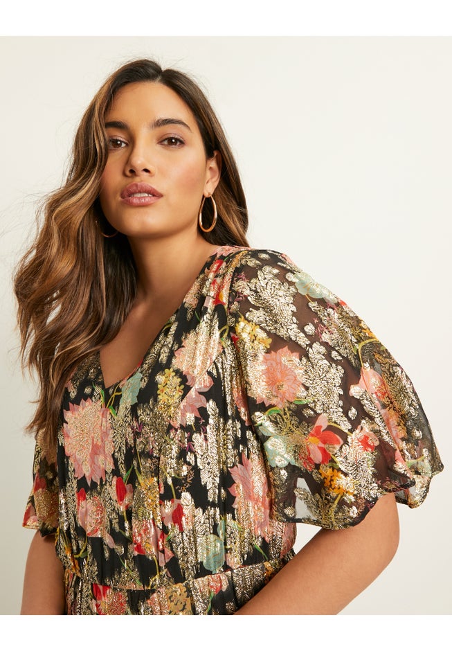 Metallic Printed Maxi Dress image number null