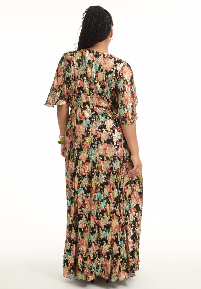 Metallic Printed Maxi Dress image number null