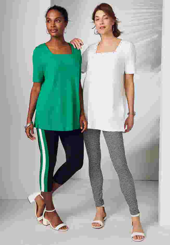 Stretch Cotton Studded Square Neck Tunic image number 2