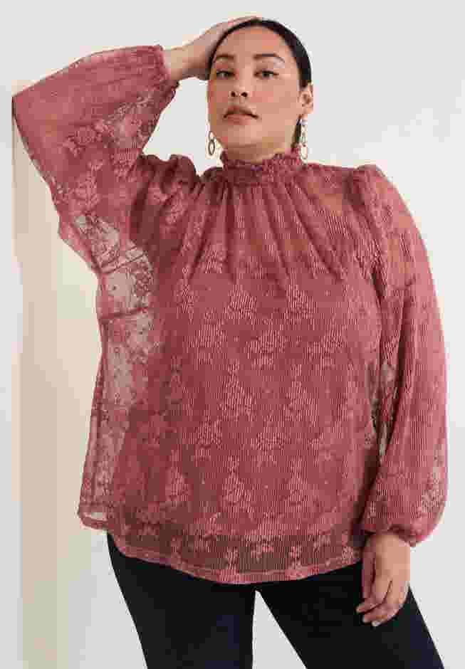 Smocked Mockneck Blouse image number 0