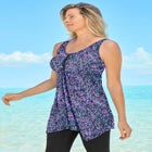 Longer-Length Handkerchief Hem Tankini Top image number 2