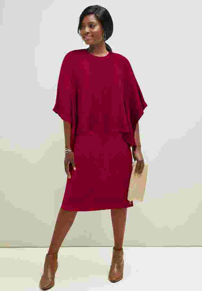Cable Knit Cape Sweater Dress image number 0