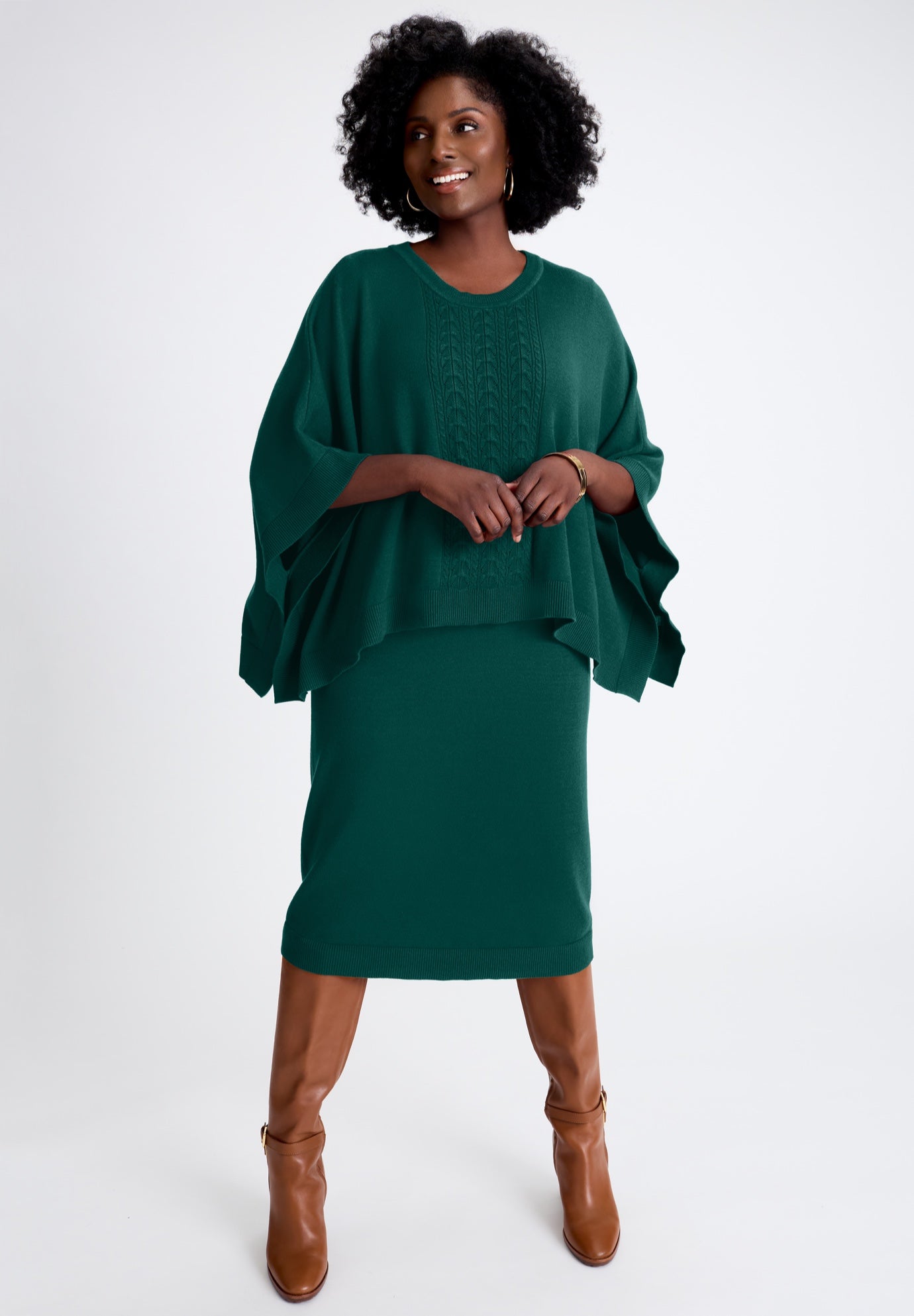 Cable Knit Cape Sweater Dress image number 0