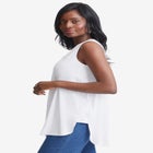 Stretch Knit Hi-Low Zip Tunic image number null