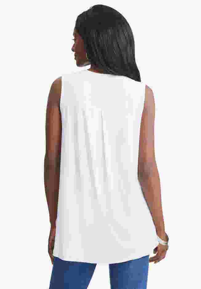 Stretch Knit Hi-Low Zip Tunic image number 3