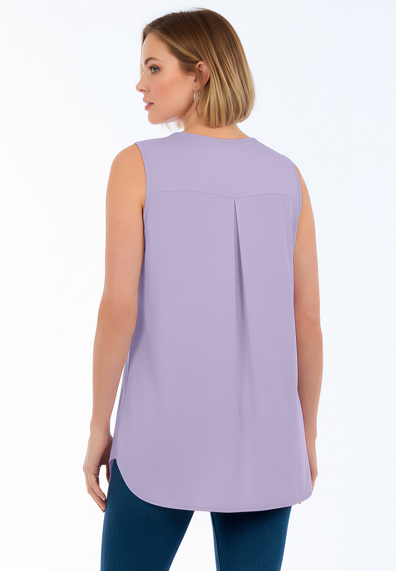 Stretch Knit Hi-Low Zip Tunic image number 1