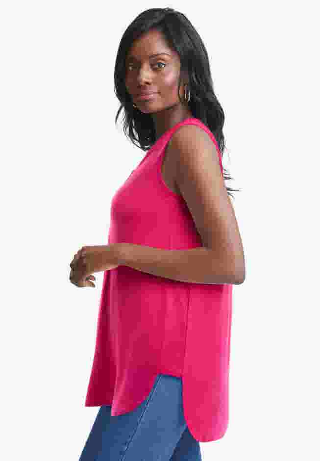 Stretch Knit Hi-Low Zip Tunic image number 2
