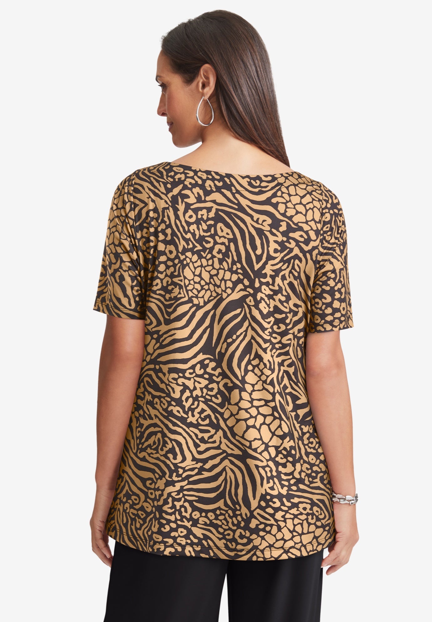 Stretch Knit Boatneck Swing Tunic image number 2