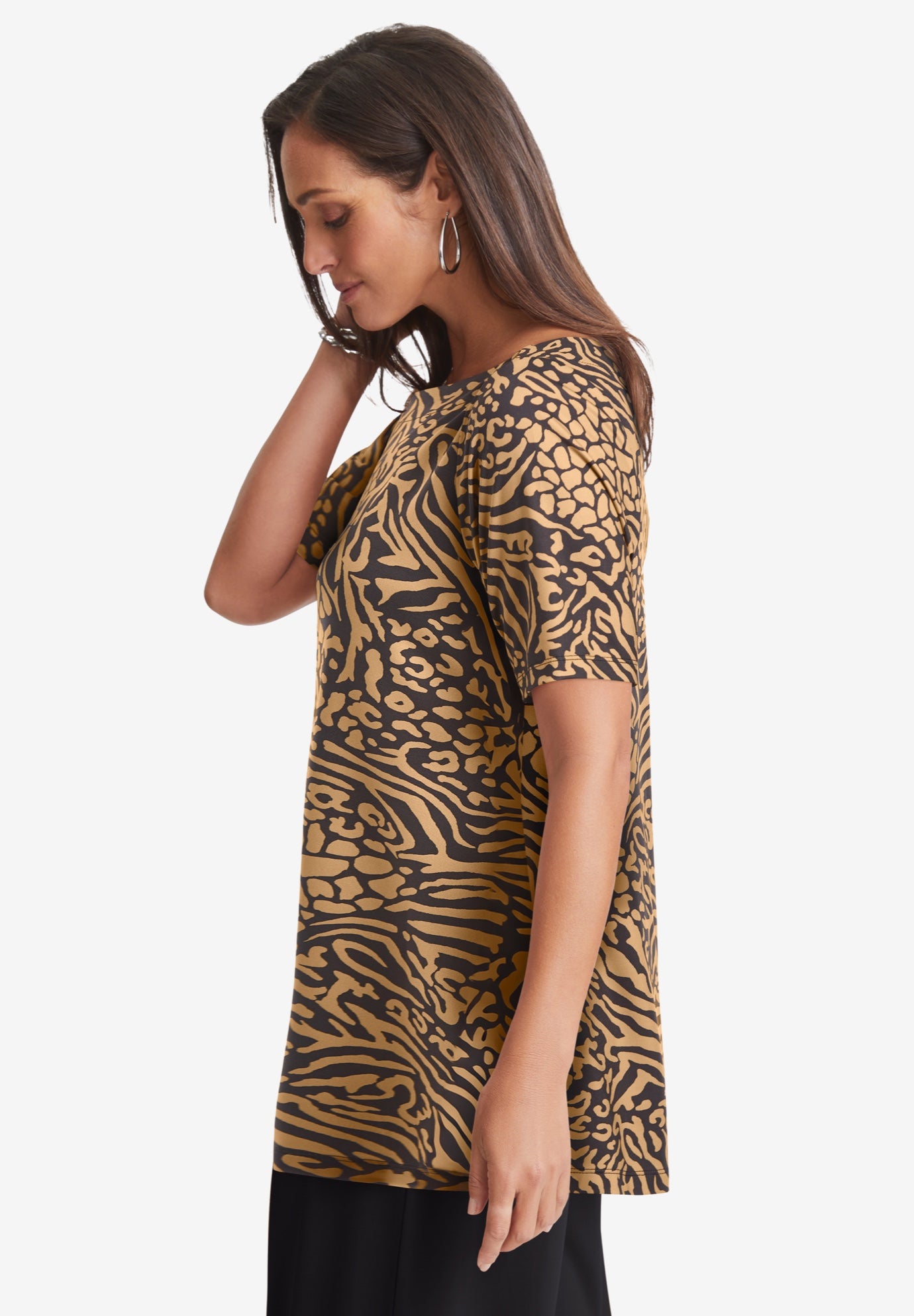 Stretch Knit Boatneck Swing Tunic image number 1