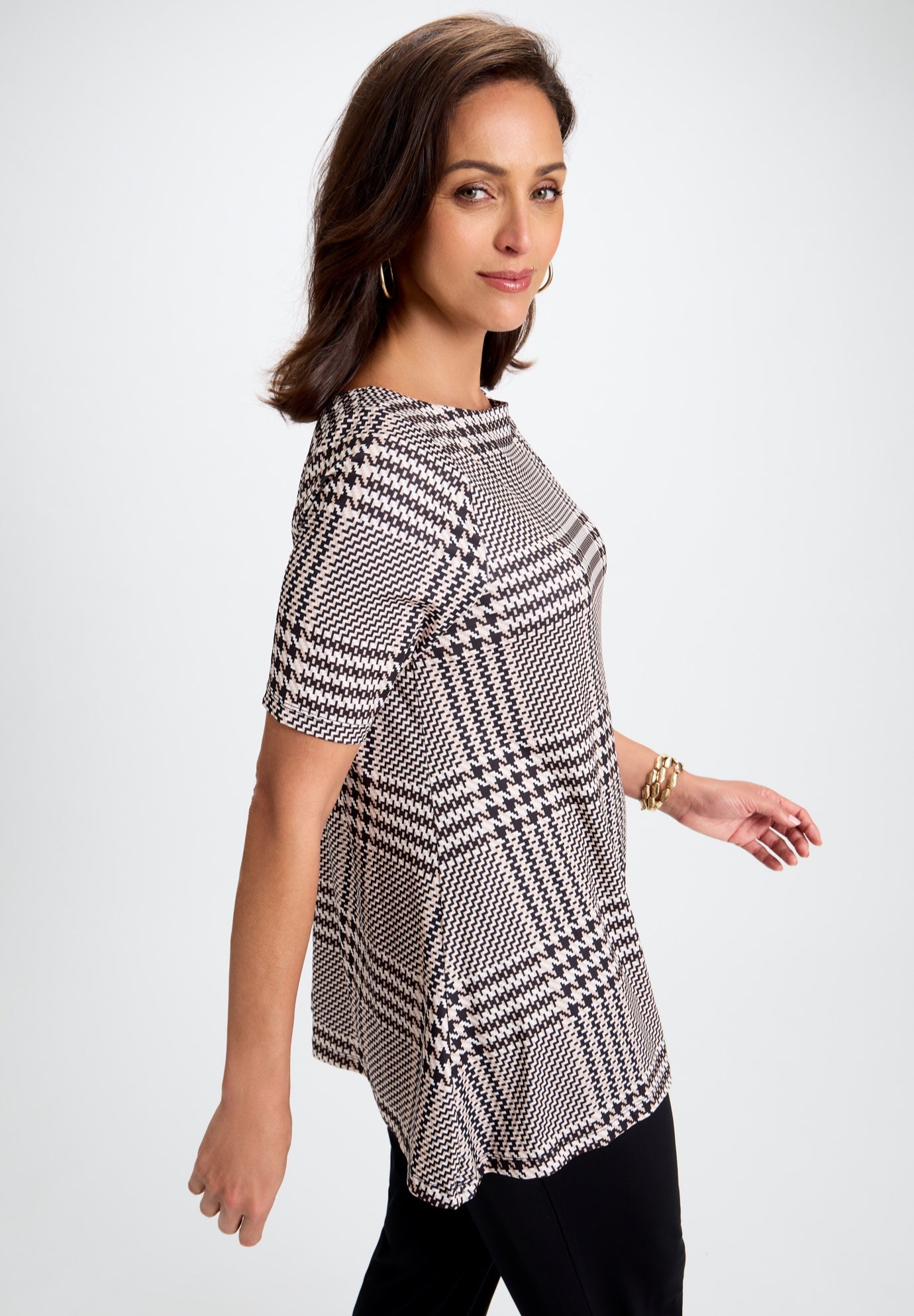 Stretch Knit Boatneck Swing Tunic image number 1