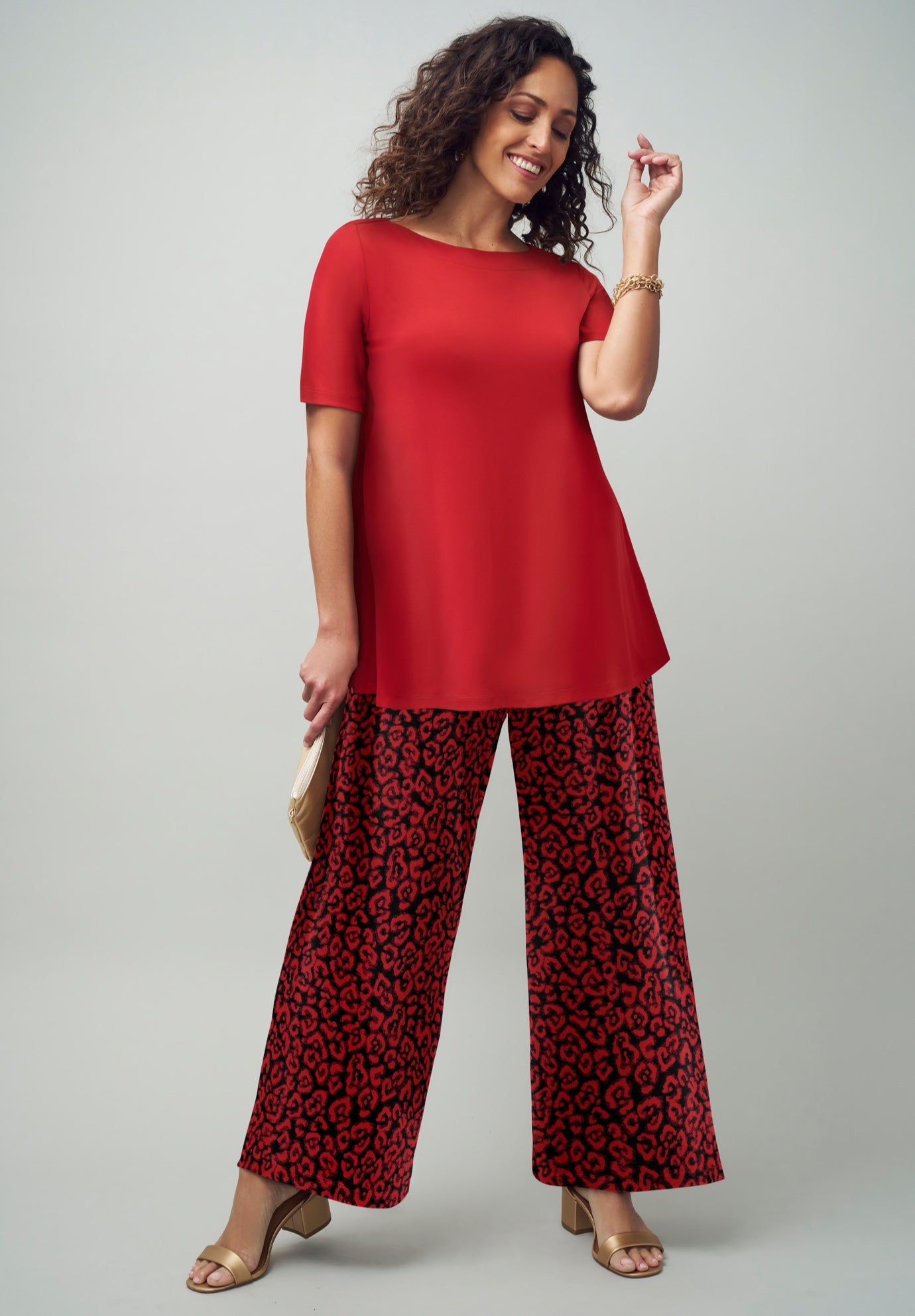 Stretch Knit Boatneck Swing Tunic image number 0