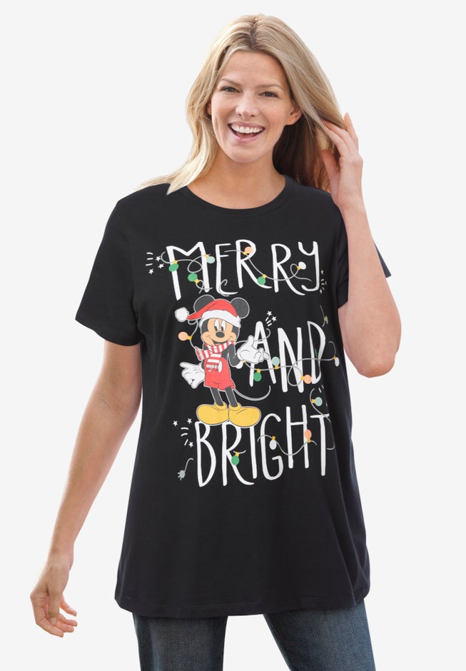 Disney Black Mickey Merry & Bright Tee image number null