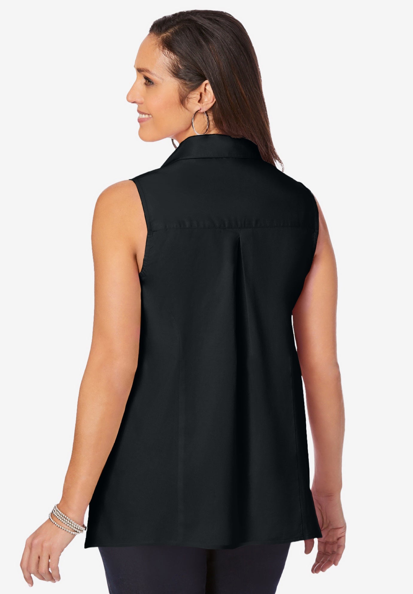 Stretch Cotton Poplin Sleeveless Shirt image number 1