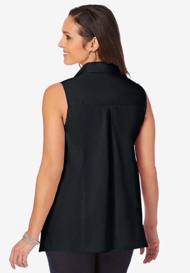 Stretch Cotton Poplin Sleeveless Shirt image number 1