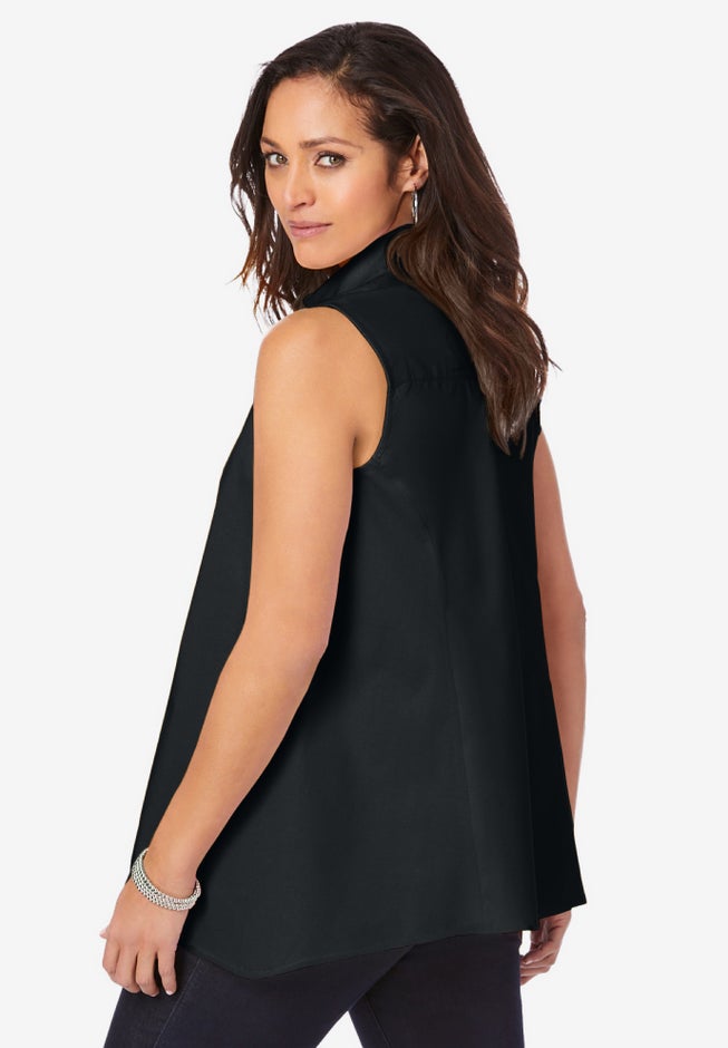 Stretch Cotton Poplin Sleeveless Shirt image number 2