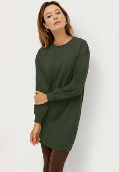 French Terry Blouson Sleeve Sweatshirt Tunic Dress