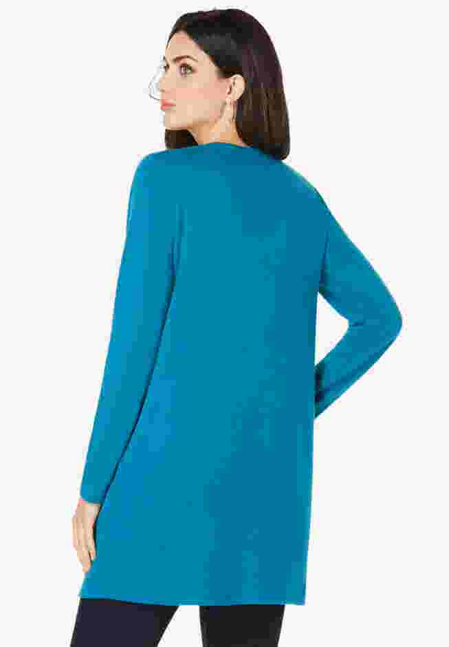 Long Sleeve Two Pocket Soft Knit Tunic image number 1