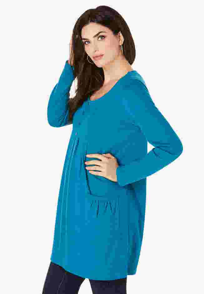 Long Sleeve Two Pocket Soft Knit Tunic image number 2