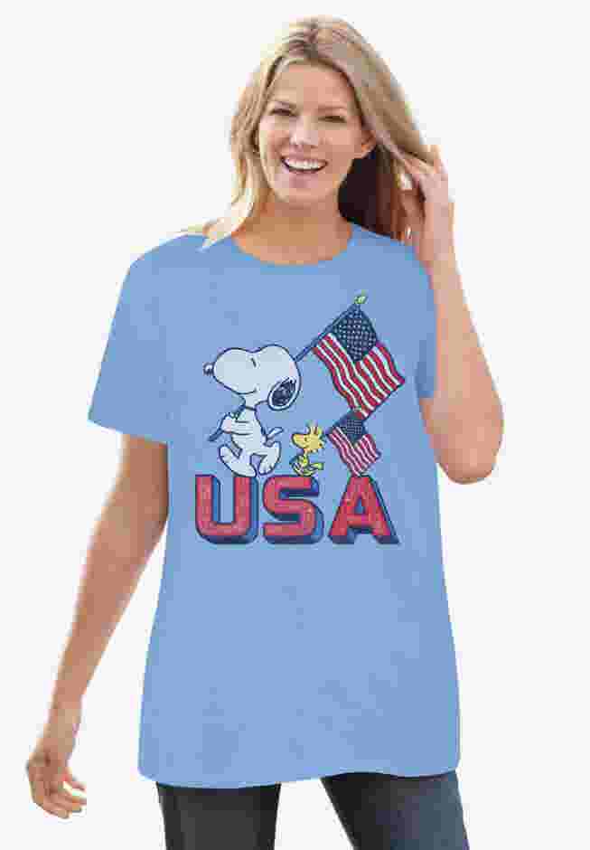 Blue Snoopy USA Crewneck Tee image number 0