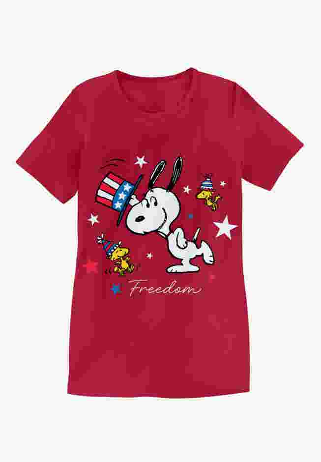 Red Snoopy Freedom Crewneck Tee image number 0