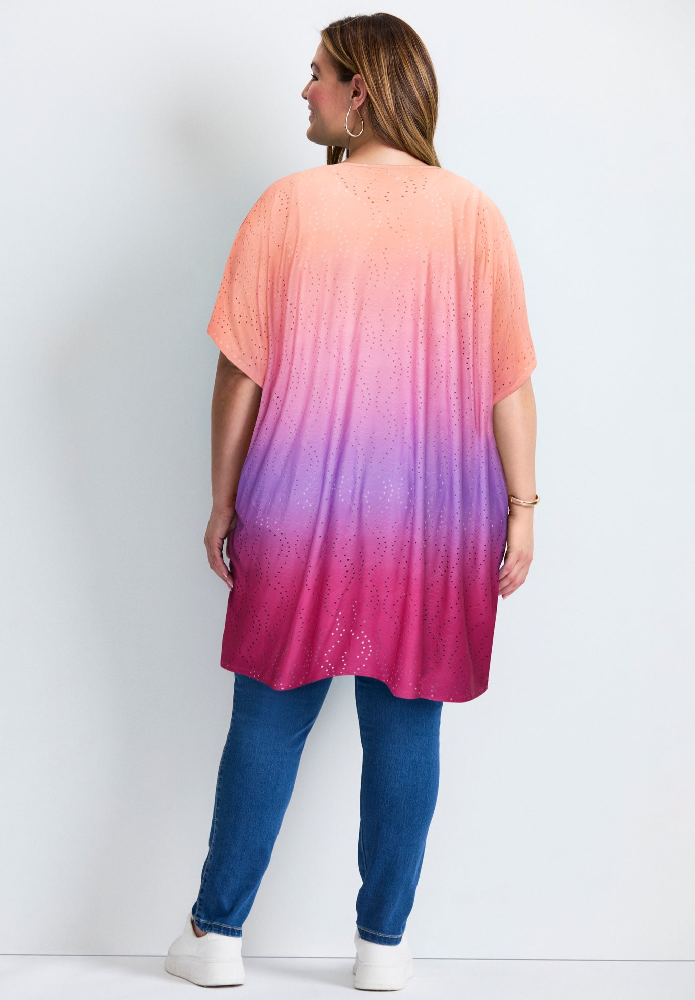 Knit Eyelet Kimono image number 1