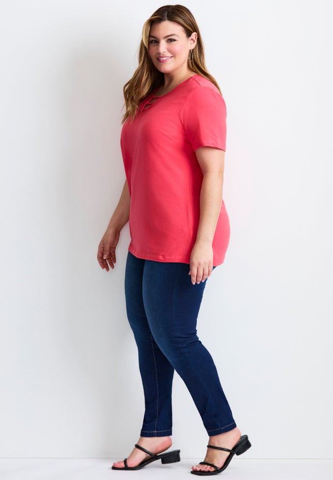 Triple Keyhole Short Sleeve Tee image number 2