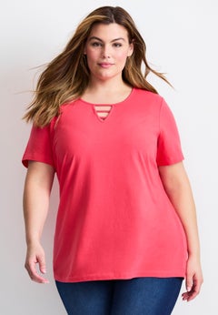 Triple Keyhole Short Sleeve Tee