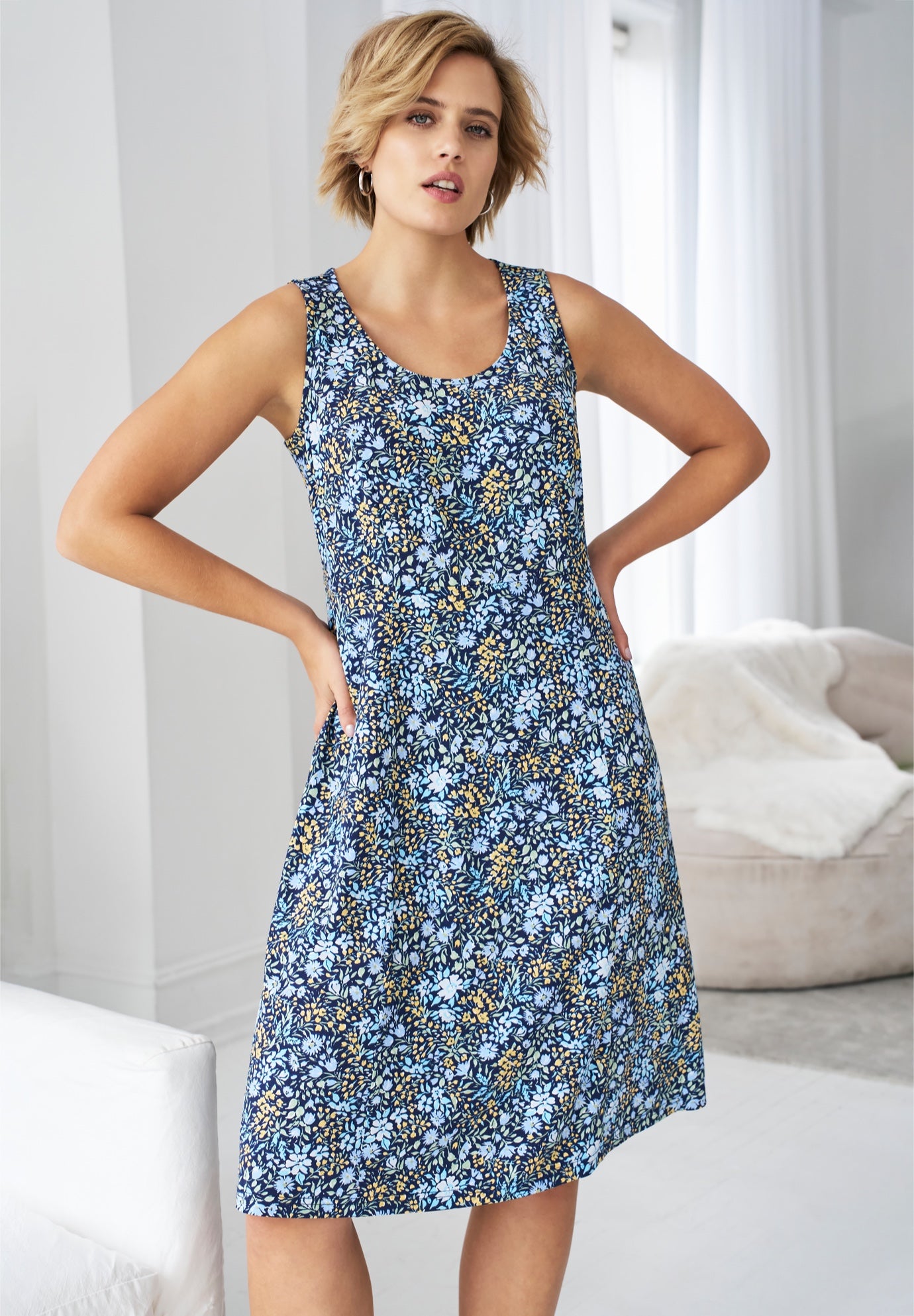 Sleeveless Knit Fit and Flare Knit Dress image number 0