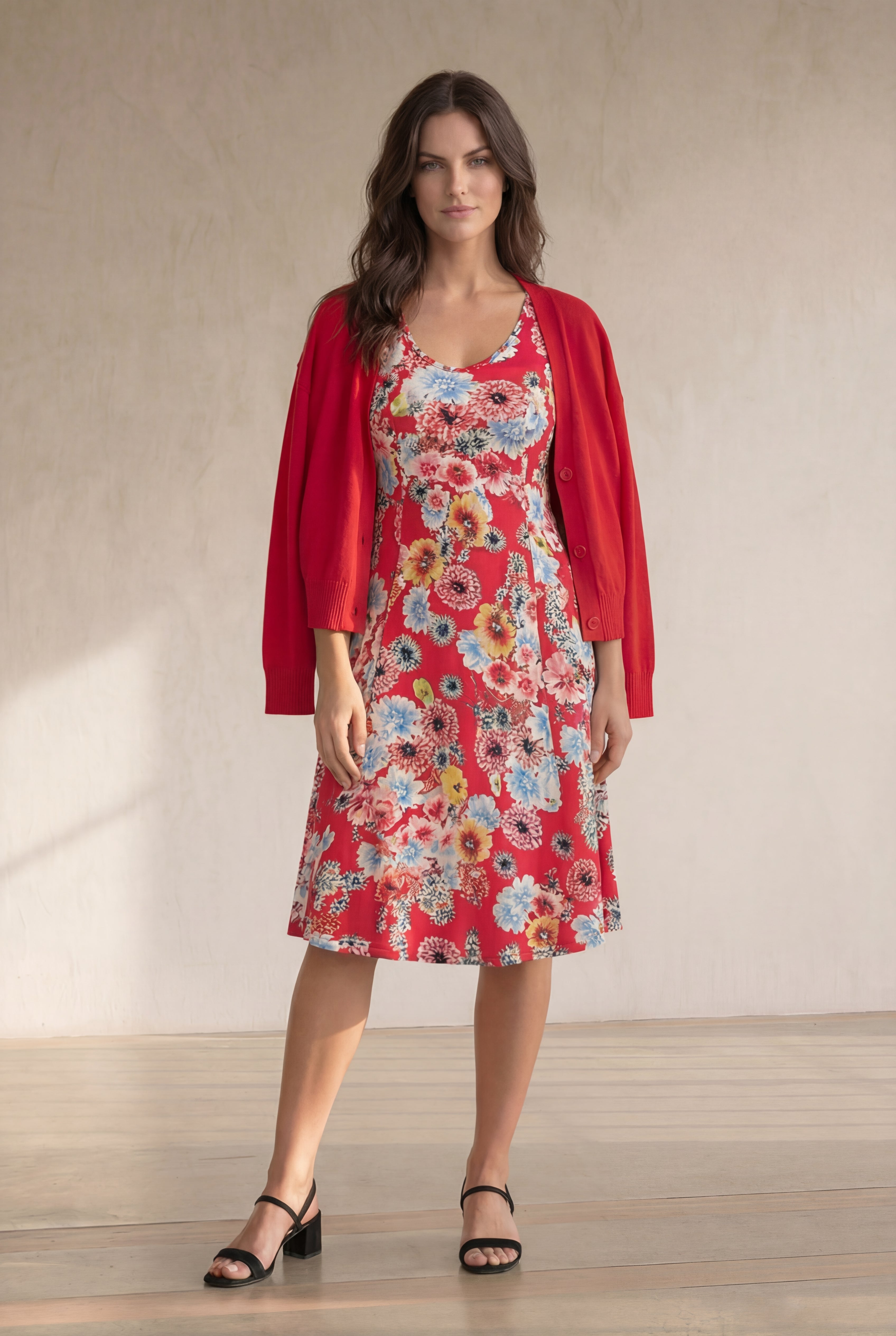 Lightweight Fine Knit Relaxed V-Neck Boxy Cardigan image number 3