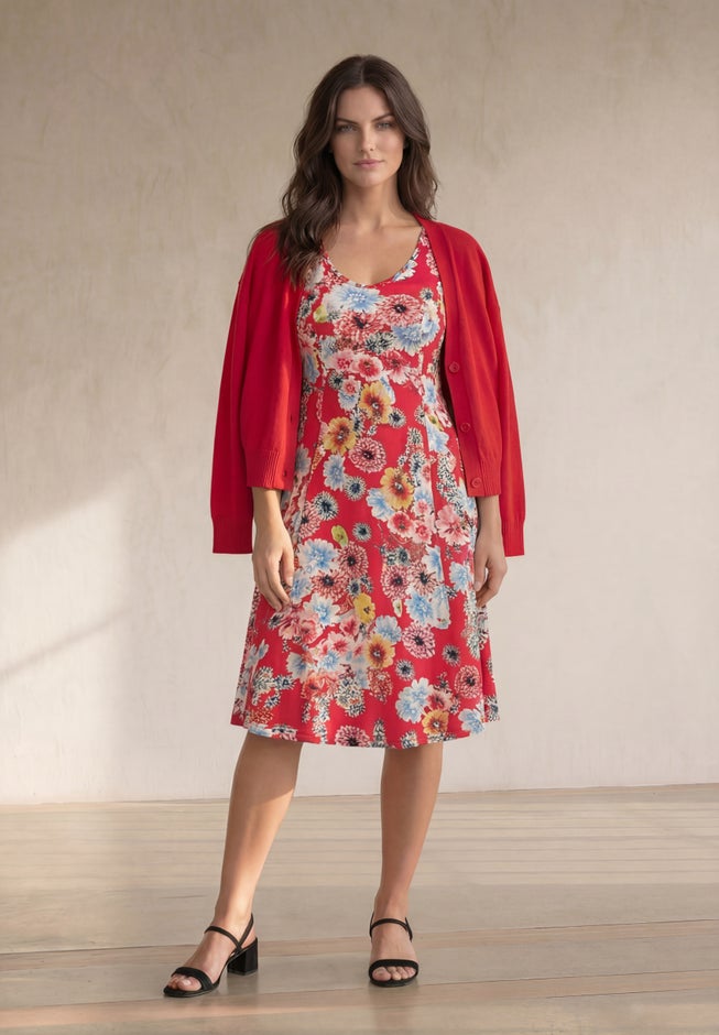 Lightweight Fine Knit Relaxed V-Neck Boxy Cardigan image number 3