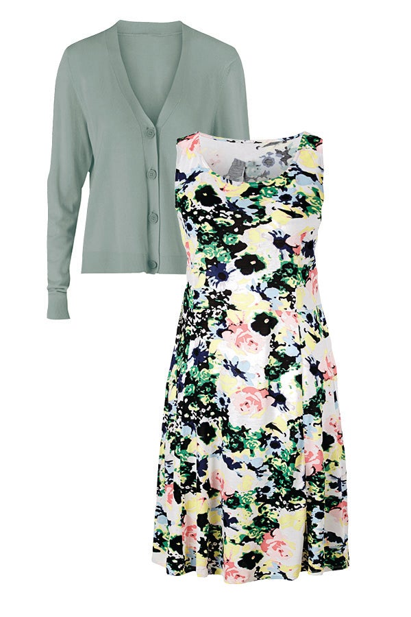 Stretch Jersey Knit Sleeveless Scoop Neck Fit and Flare Dress image number 2