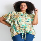 Tie Front Scarf Sleeve Blouse image number 0