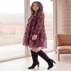 Tier Ruffle Peasant Dress With Sheer Sleeves image number null