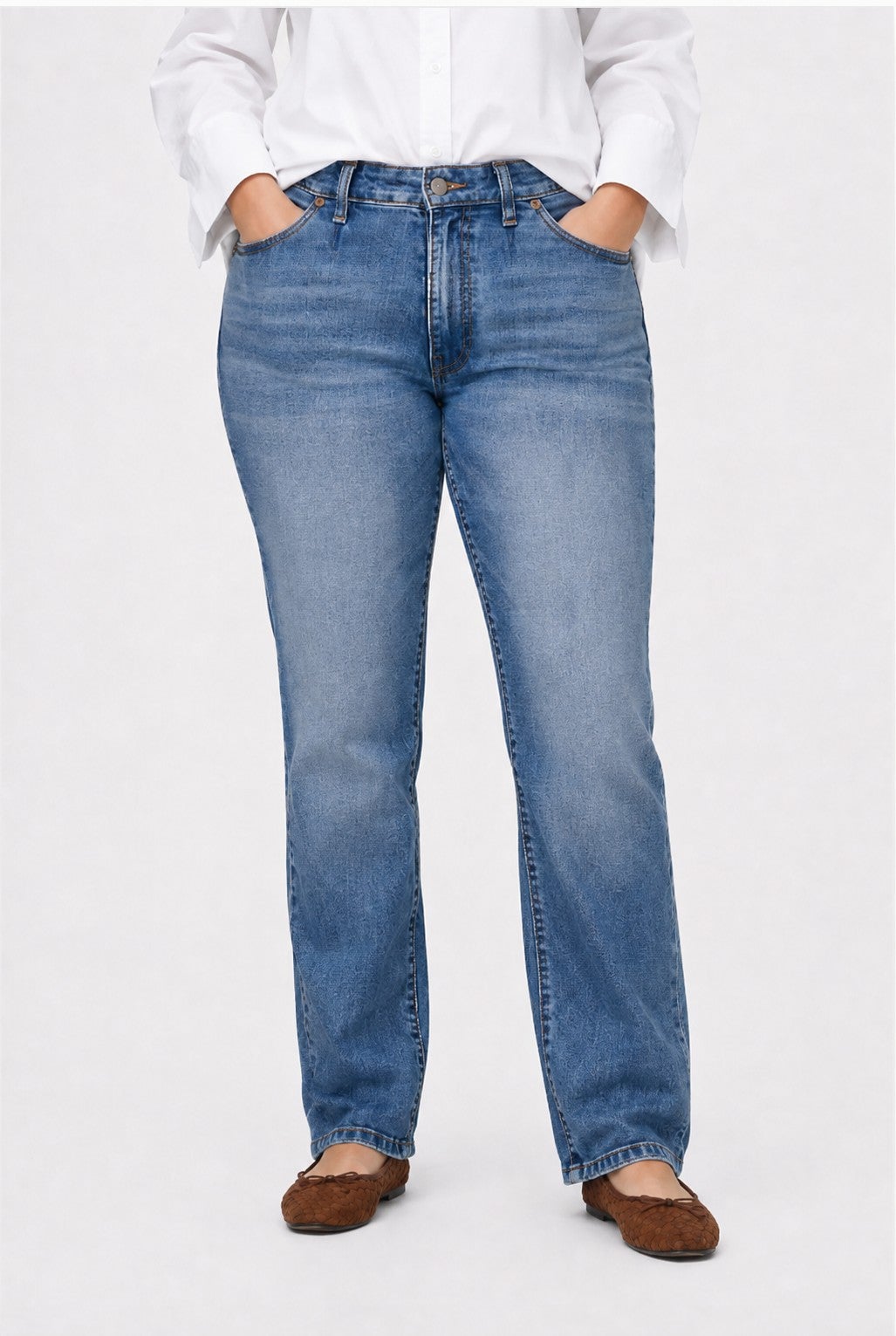 Stretch Mid-rise Adjustable Waist Straight Jean image number 0