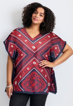 Crochet Trim Poncho Top