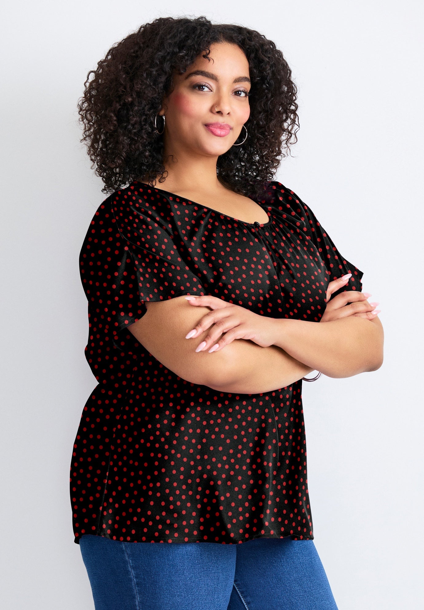 Keyhole Dolman Sleeve Blouse image number 2