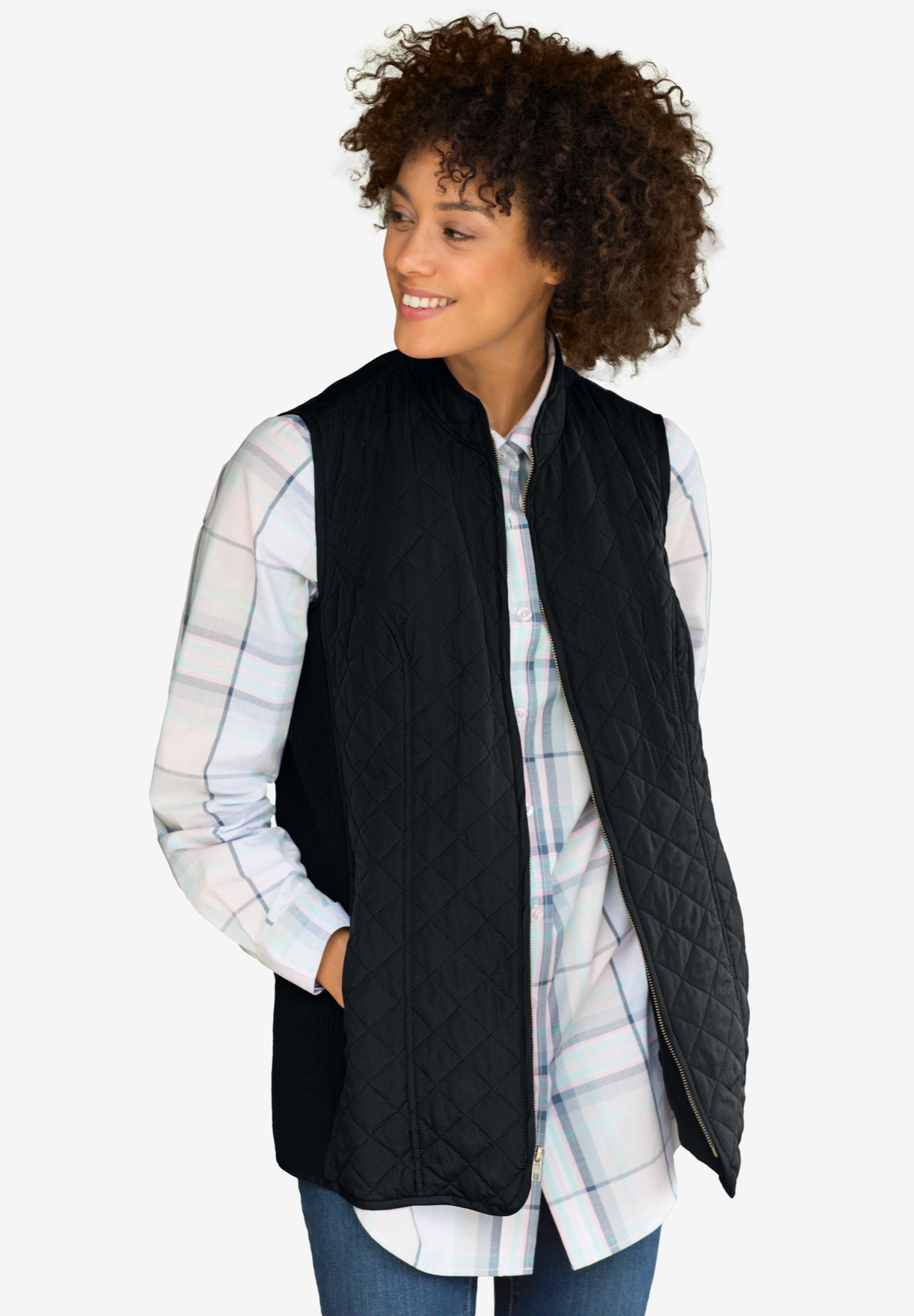 Zip-Front Quilted Vest image number 0